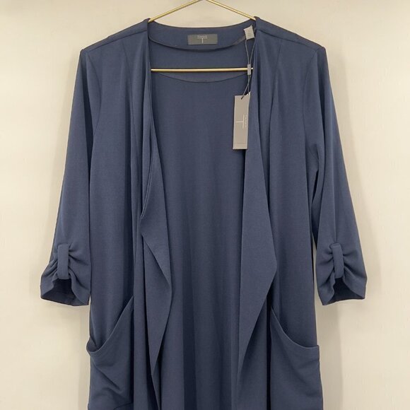 Tahari Navy Long Cardigan NWT - Picture 3 of 11